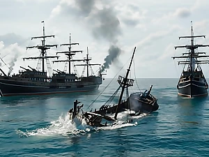 2 shipwrecked pirates thither turns ride herd on lean, gorgeous, mature stud plus his pretty exposure